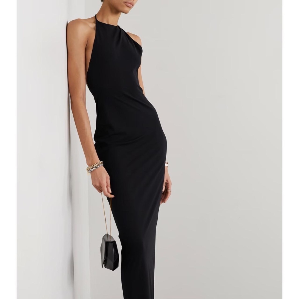 Brandon Maxwell Halter Maxi Dress in Black